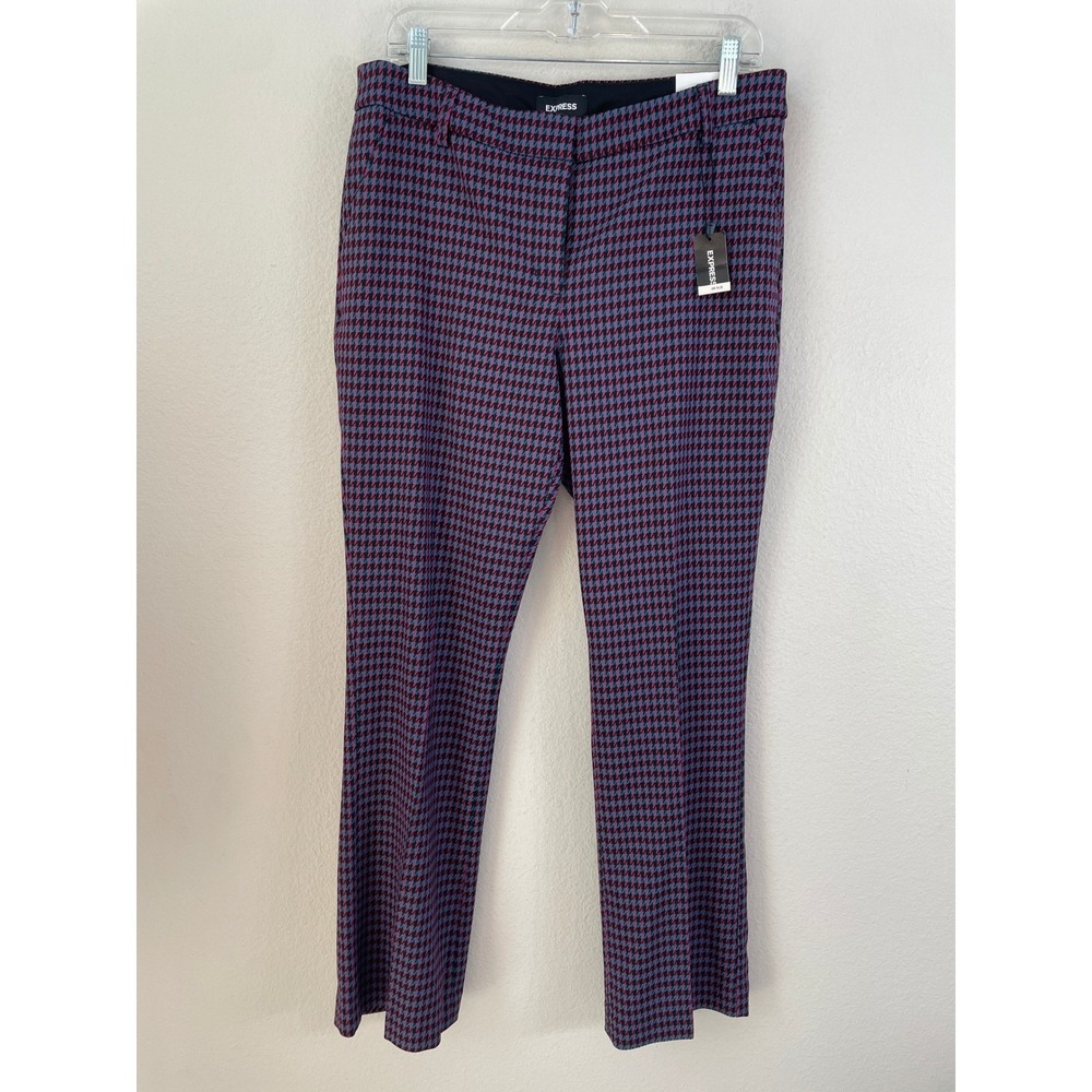 NEW Express Womens 12 Short Barely Boot Mid Rise‎ Pants Houndstooth Stretch